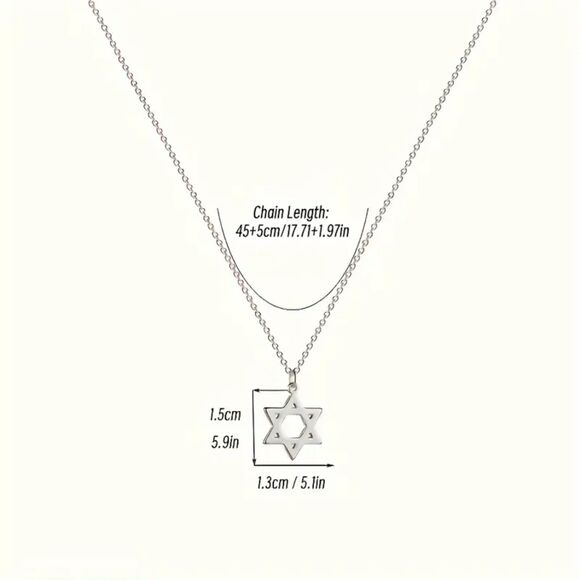 Silver Star of David Pendant Necklace Jewish Symbol Pendant Birthday Gift - Picture 4 of 6